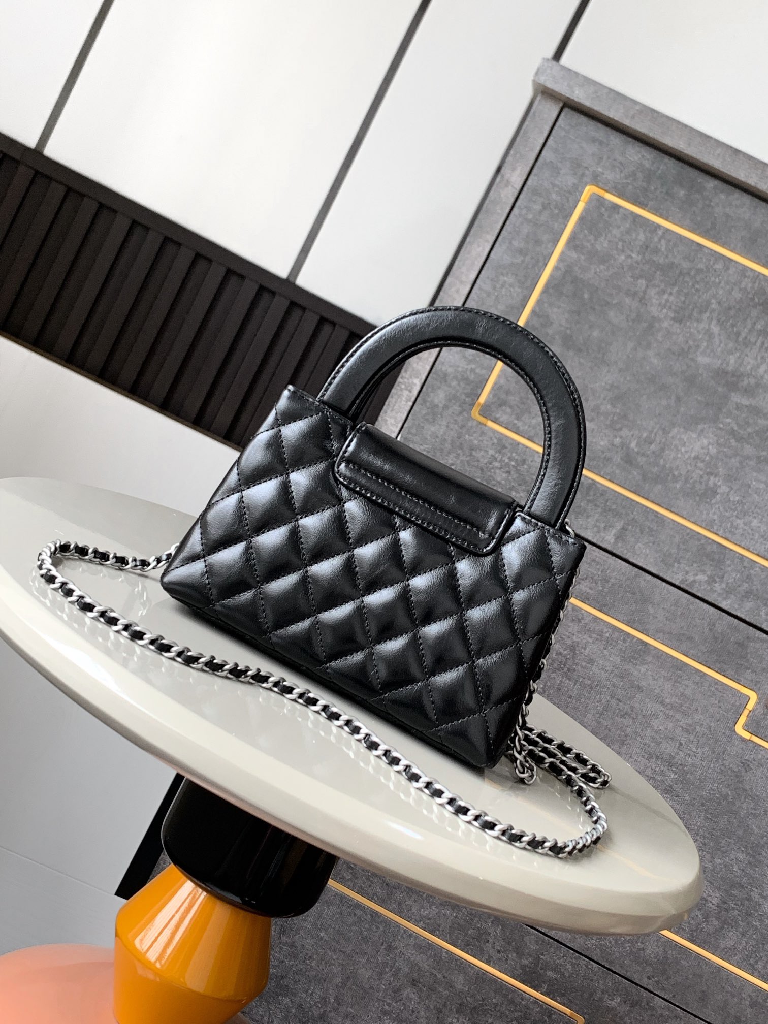 CHANEL 25c Kelly Handbag Black and Sliver AS4416 CHANEL 25c Kelly Handbag Black and Sliver AS4416
