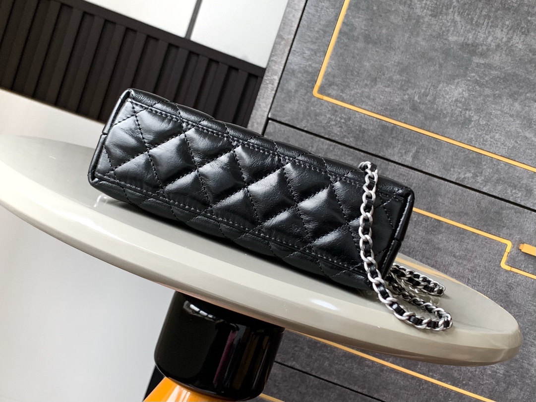 CHANEL 25c Kelly Handbag Black and Sliver AS4416 CHANEL 25c Kelly Handbag Black and Sliver AS4416