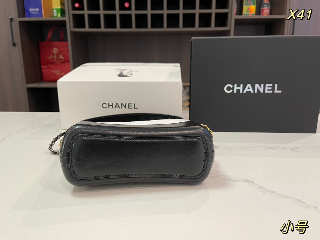CHANEL Gabrielle Handbag White and Black