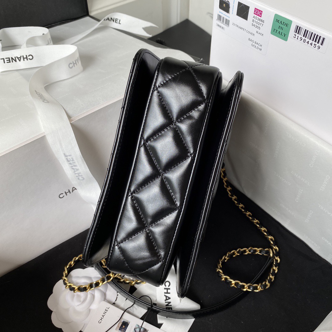 CHANEL Handbag Black with Golden Chain AS3886 CHANEL Handbag Black with Golden Chain AS3886