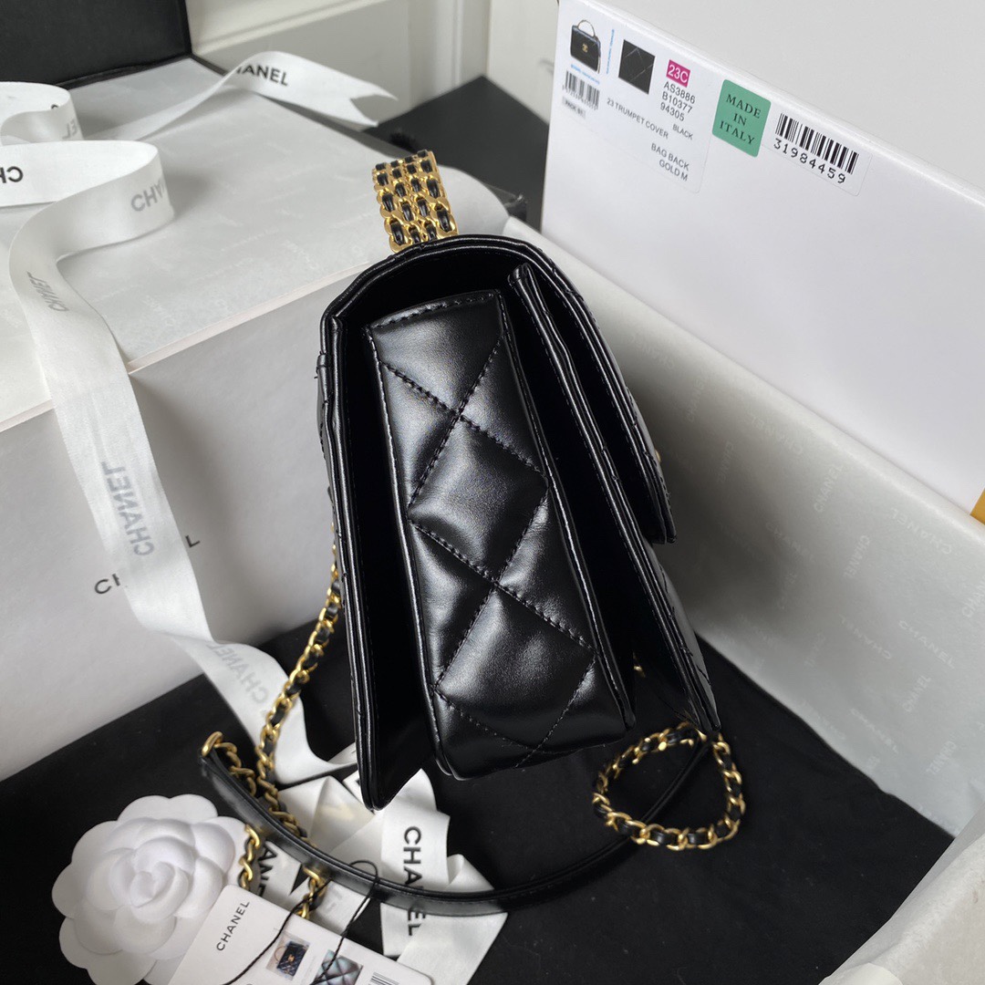 CHANEL Handbag Black with Golden Chain AS3886 CHANEL Handbag Black with Golden Chain AS3886