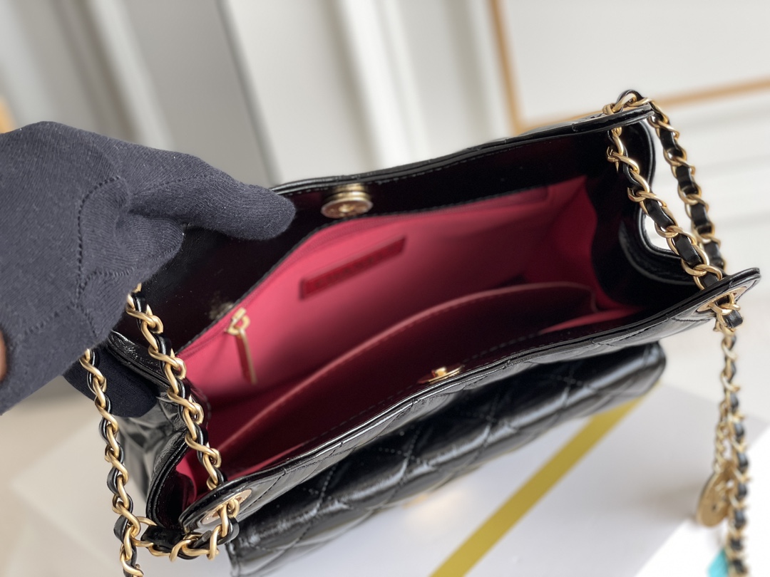 CHANEL Hobo Handbag Black with Golden Chain CHANEL Hobo Handbag Black with Golden Chain