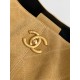 CHANEL 25A Suede Calfskin, Shiny Lambskin Gold-Tone Metal Beige Black Bag Large