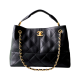 CHANEL Shopping bag, Calfskin & gold-tone metal, black