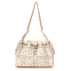CHANEL Tweed Quilted Small Chanel 25 Handbag Ecru Khaki Gold Red