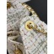 CHANEL Tweed Quilted Small Chanel 25 Handbag Ecru Khaki Gold Red