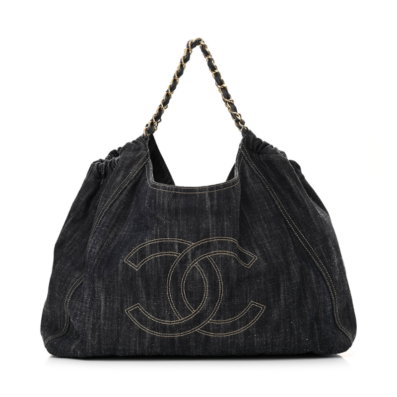CHANEL Denim XL Coco Cabas Tote Dark Blue 