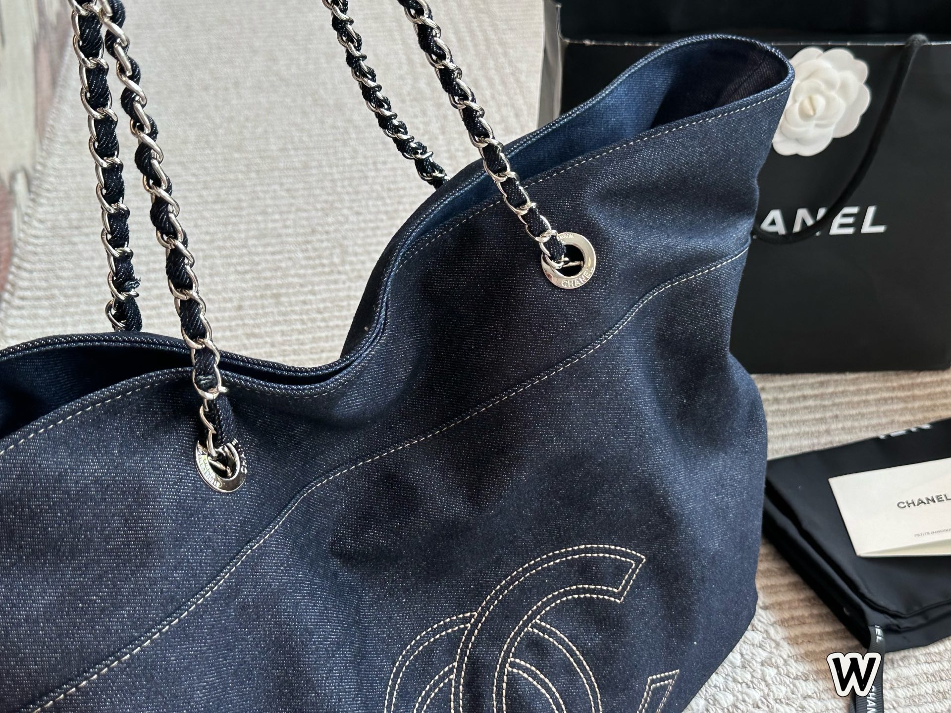 CHANEL Denim XL Coco Cabas Tote Dark Blue 