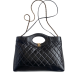 CHANEL 31 Medium Shiny Crumpled Calfskin Quilted Shopping Bag Black