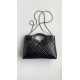 CHANEL 31 Medium Shiny Crumpled Calfskin Quilted Shopping Bag Black