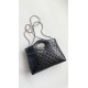 CHANEL 31 Medium Shiny Crumpled Calfskin Quilted Shopping Bag Black