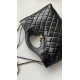 CHANEL 31 Medium Shiny Crumpled Calfskin Quilted Shopping Bag Black