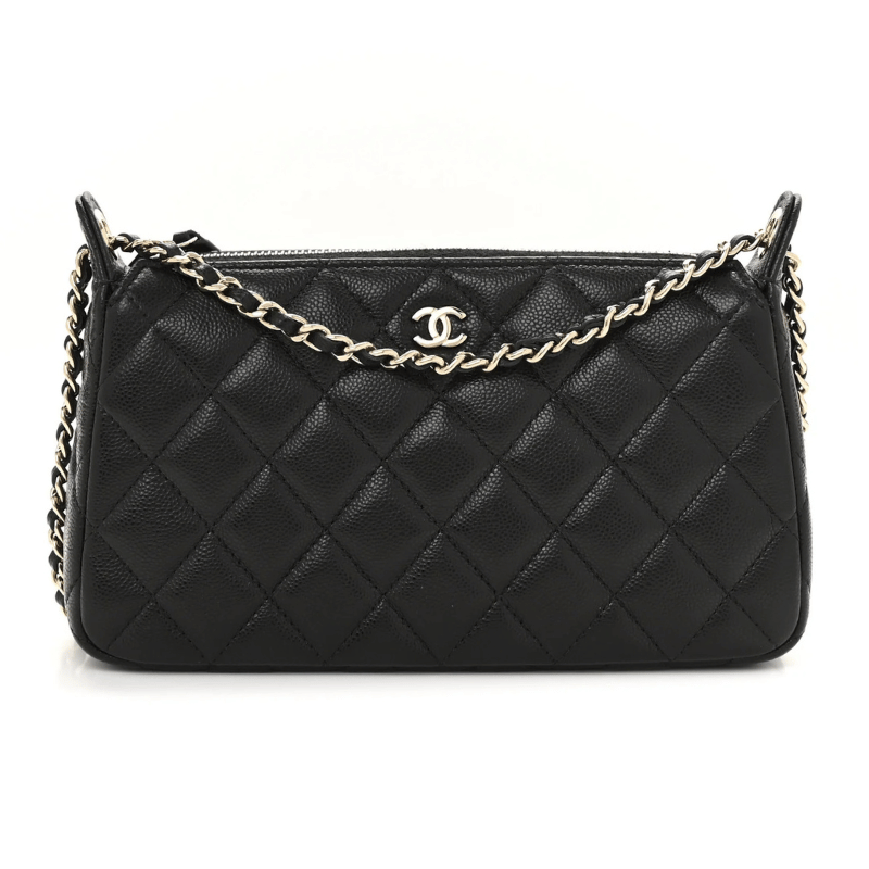 CHANELCaviar Quilted Purse With Chain Black