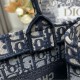 DIOR Small Dior Book Tote,Ecru and Blue Dior Oblique Embroidery DIOR Small Dior Book Tote,Ecru and Blue Dior Oblique Embroidery