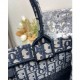 DIOR Medium Dior Book Tote Ecru and Blue Dior Oblique Embroidery DIOR Medium Dior Book Tote Ecru and Blue Dior Oblique Embroidery