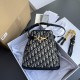 CHRISTIAN DIOR Oblique Calfskin C'est Dior Cannage Bucket Bag Blue