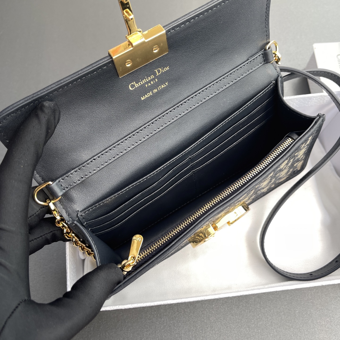 CHRISTIAN DIOR Oblique Miss Montaigne Mini Flap Bag Blue