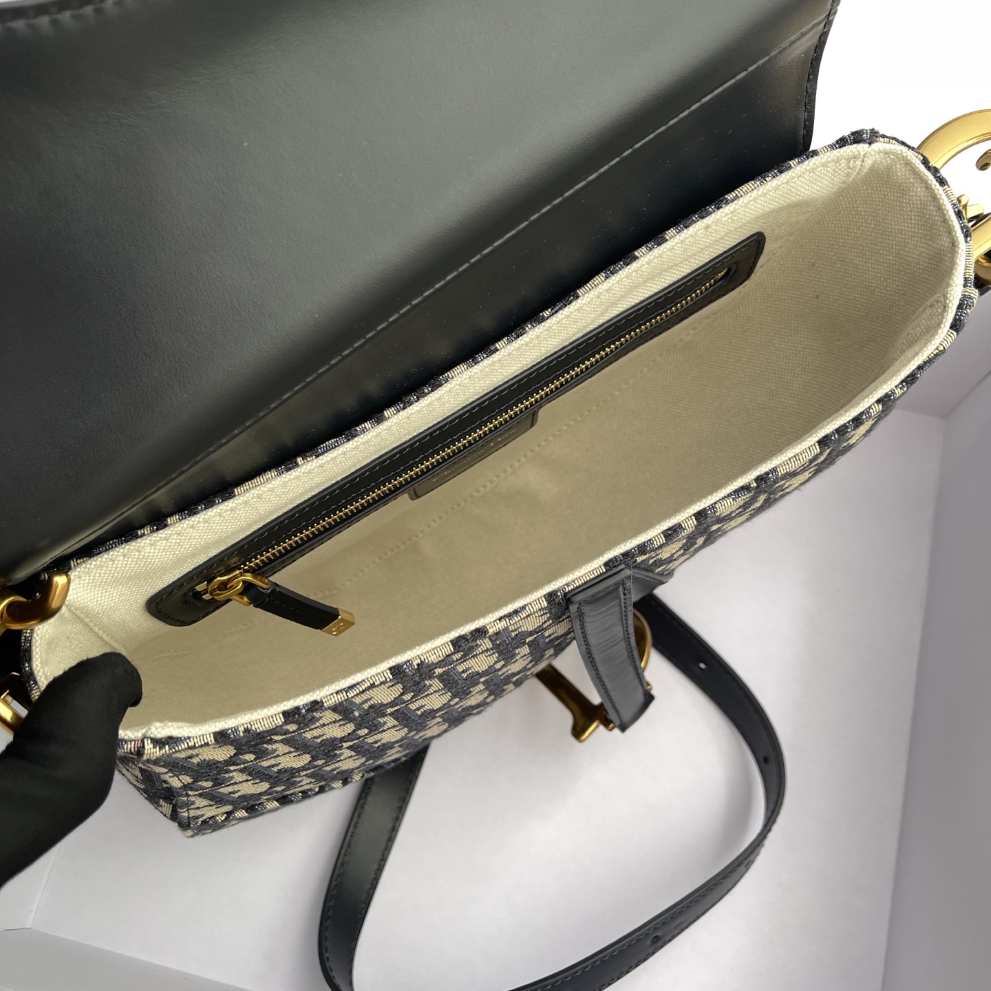 CHRISTIAN DIOR30 Soft Saddle Bag with Strap,Blue Dior Oblique Jacquard and Smooth