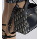 CHRISTIAN DIOR Small Signature Bucket Bag,Blue Dior Oblique Jacquard and Smooth Calfskin