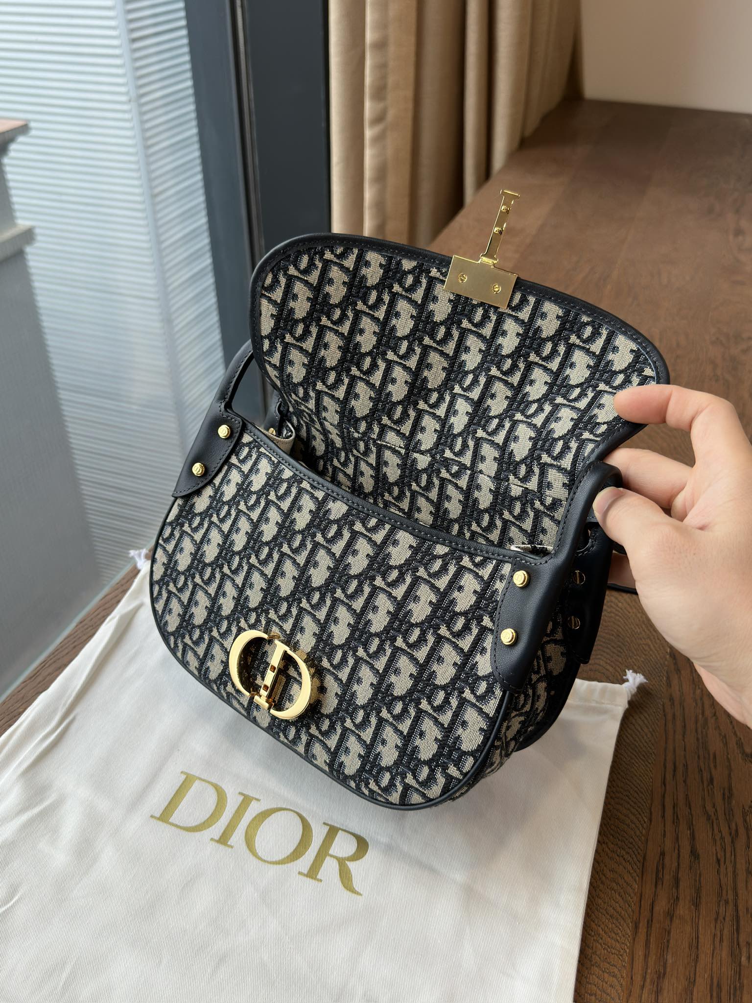 CHRISTIAN DIOR Medium 30 Montaigne Satchel Bag,Blue Dior Oblique Jacquard