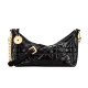 CHRISTIAN DIOR Diorstar Hobo Bag with Chain,Black Macrocannage Crinkled Calfskin