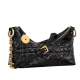 CHRISTIAN DIOR Diorstar Hobo Bag with Chain,Black Macrocannage Crinkled Calfskin