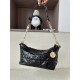 CHRISTIAN DIOR Diorstar Hobo Bag with Chain,Black Macrocannage Crinkled Calfskin