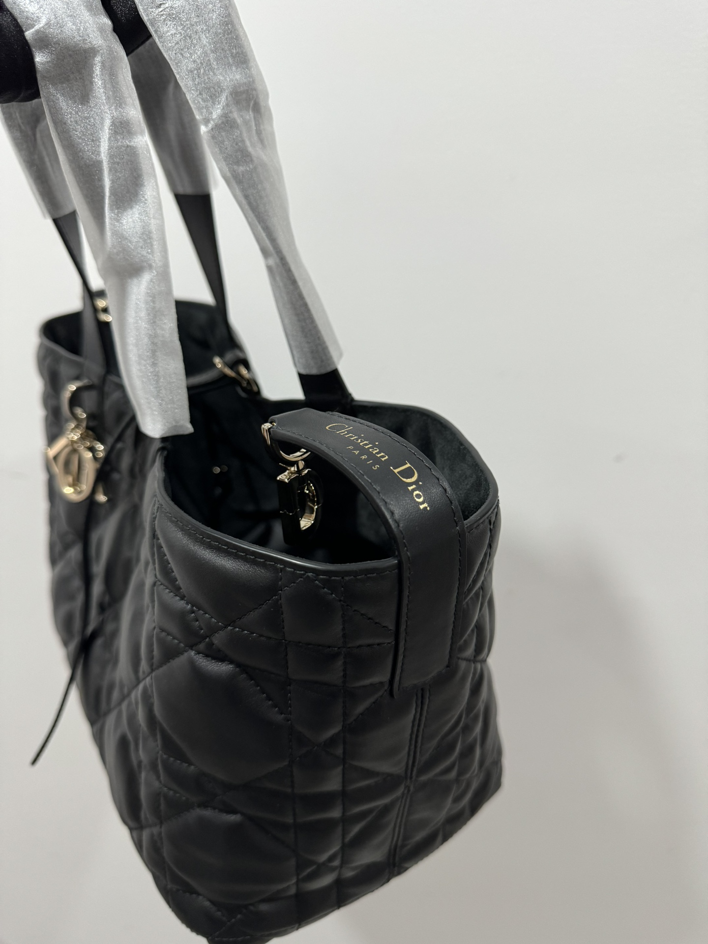 CHRISTIAN DIOR Medium Dior Toujours Bag,Black Macrocannage Calfskin