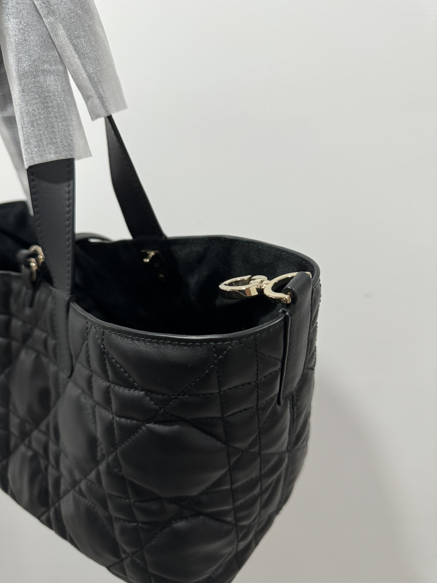 CHRISTIAN DIOR Medium Dior Toujours Bag,Black Macrocannage Calfskin