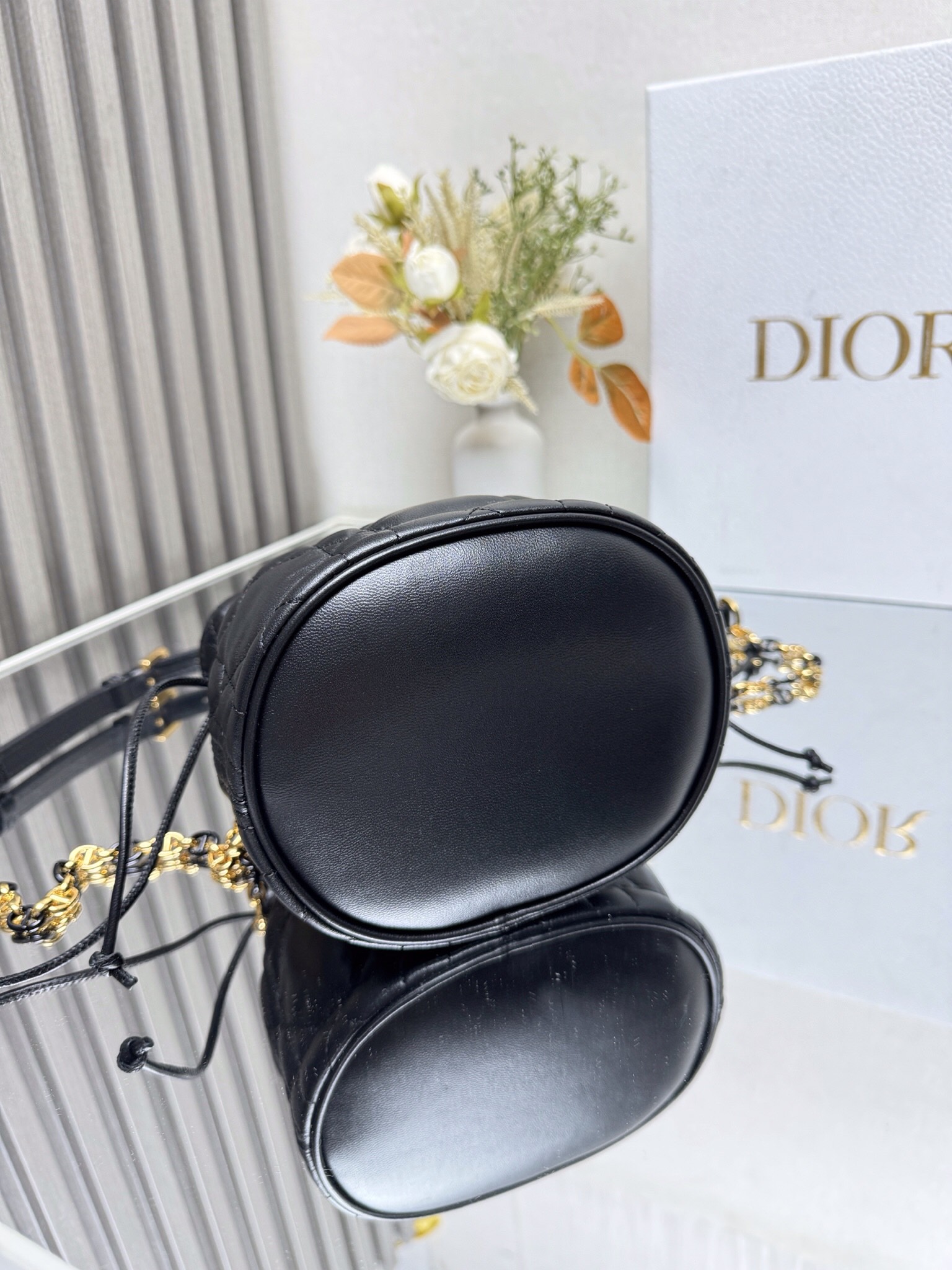 CHRISTIAN DIOR Miss Caro Mini Bucket Bag - Black Macrocannage CHRISTIAN DIOR Miss Caro Mini Bucket Bag - Black Macrocannage