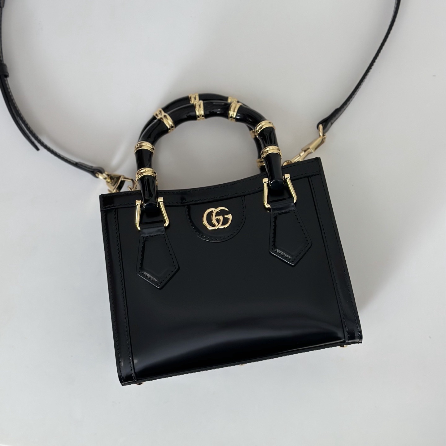 Gucci Diana crystals small tote bag,Black