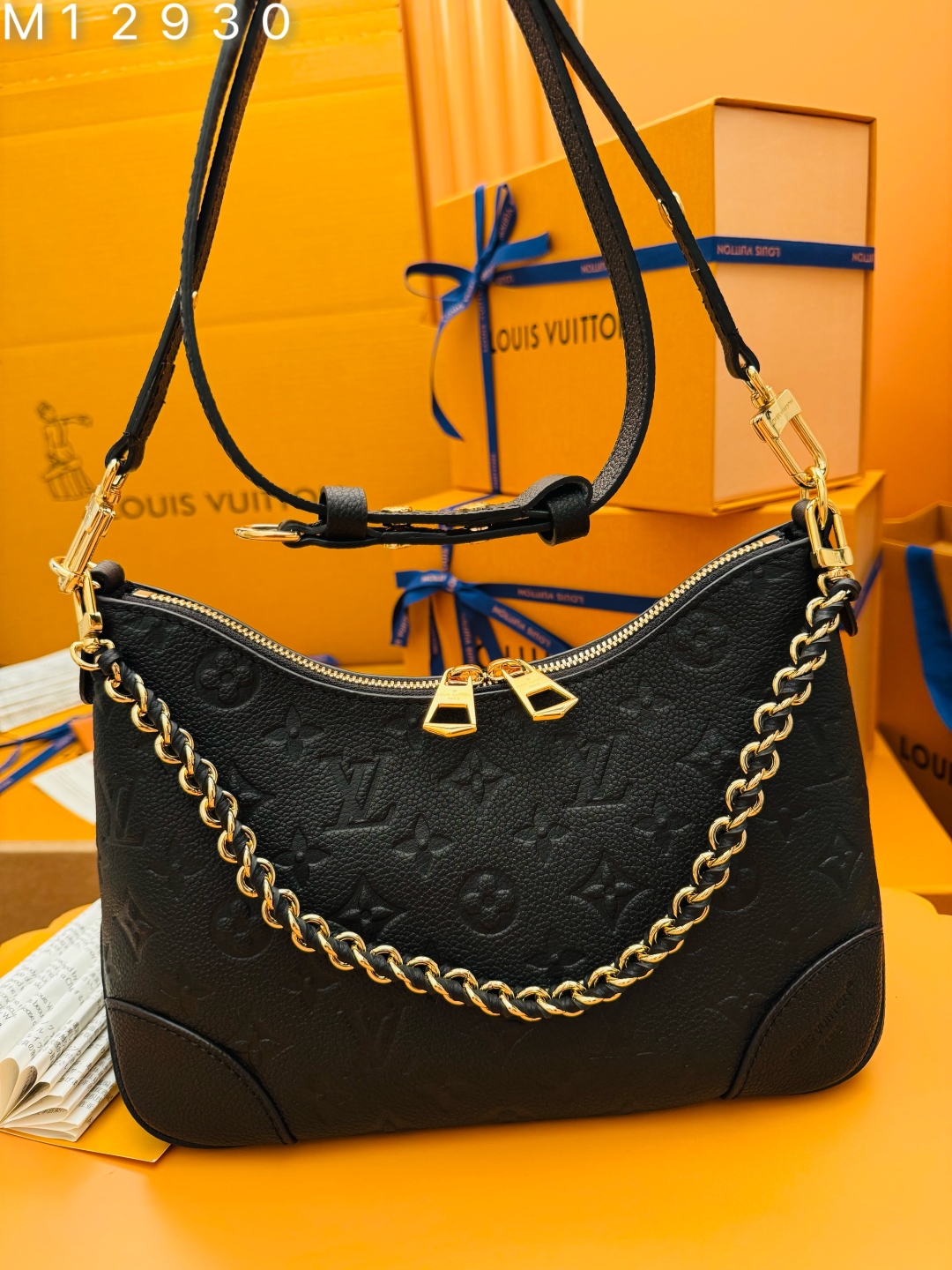 LOUIS VUITTONBoulogne GMBlack Monogram Empreinte Leather