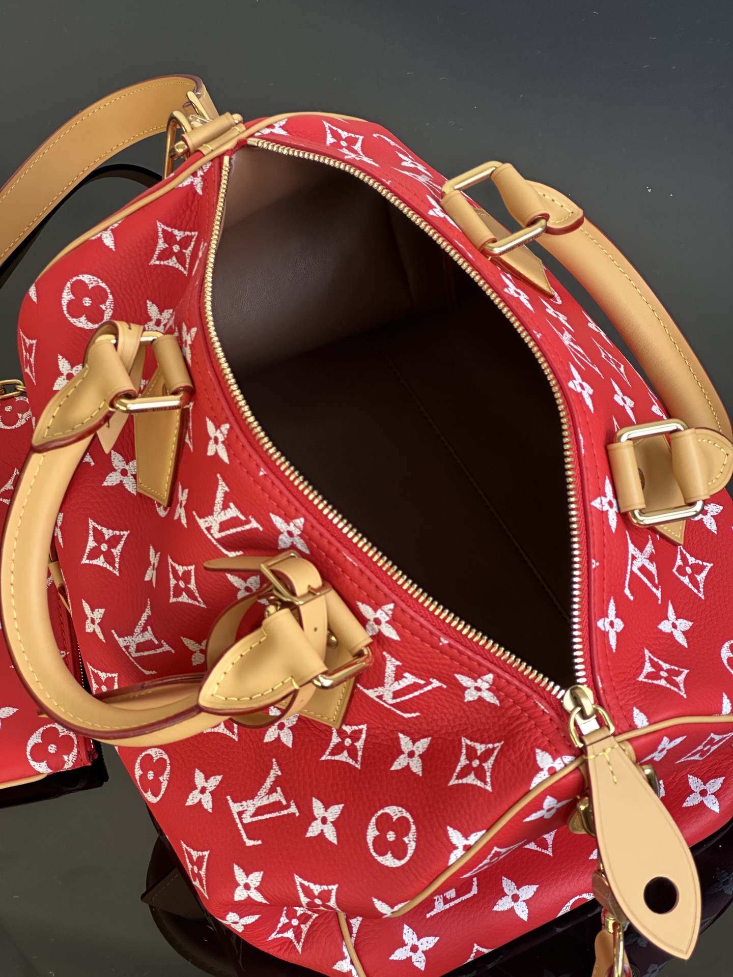 LOUIS VUITTON Speedy P9 Bandoulière 30 Monogram Red