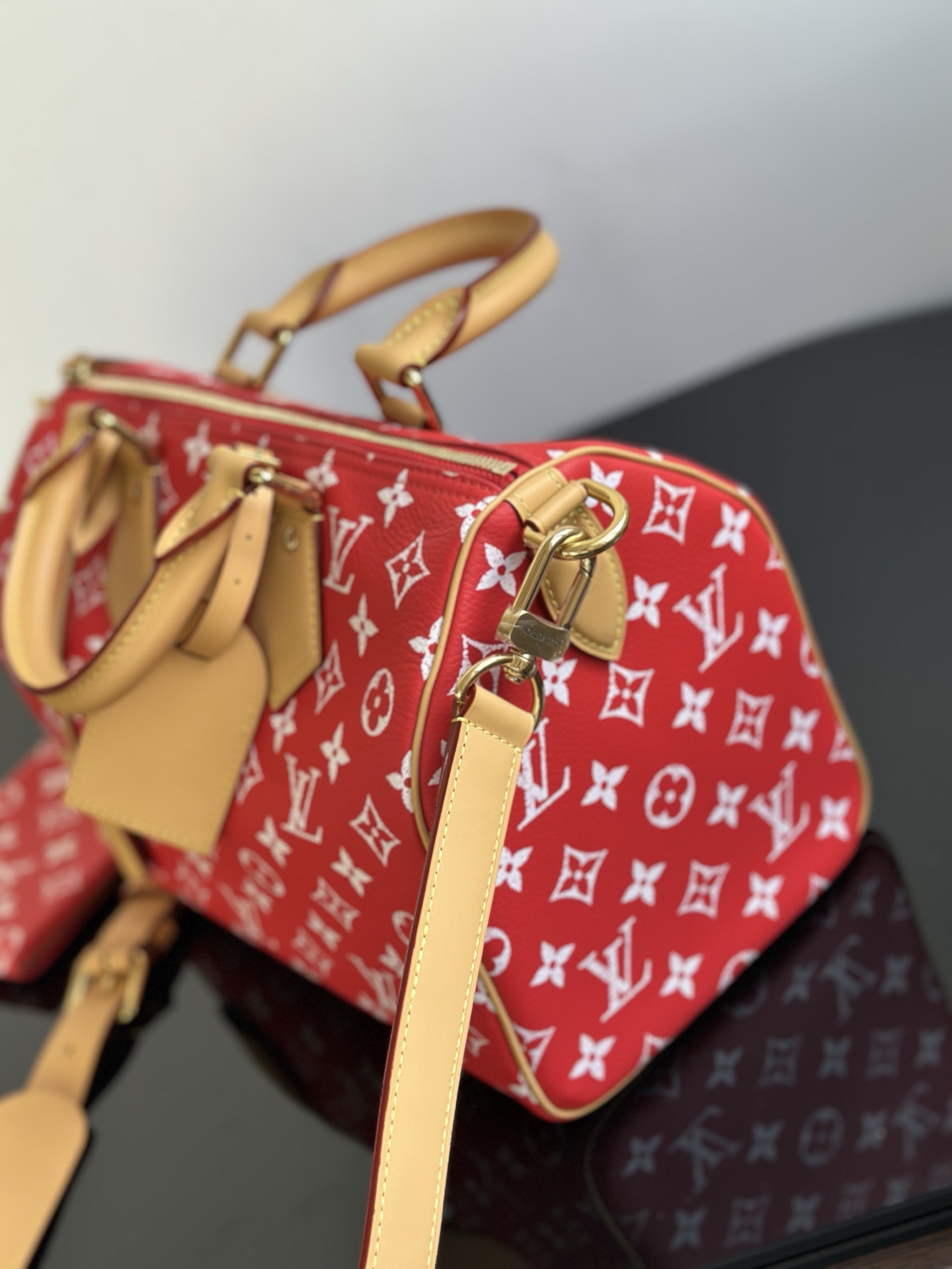 LOUIS VUITTON Speedy P9 Bandoulière 30 Monogram Red