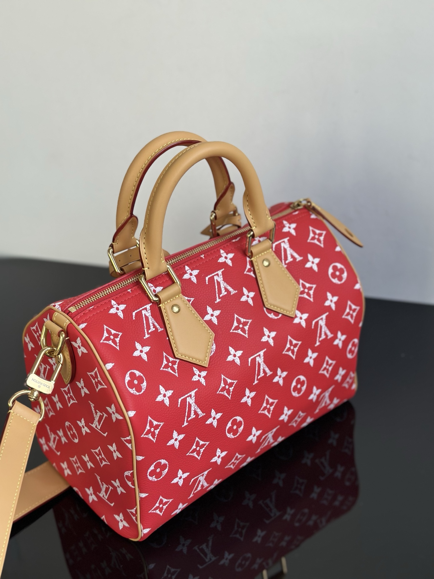 LOUIS VUITTON Speedy P9 Bandoulière 30 Monogram Red