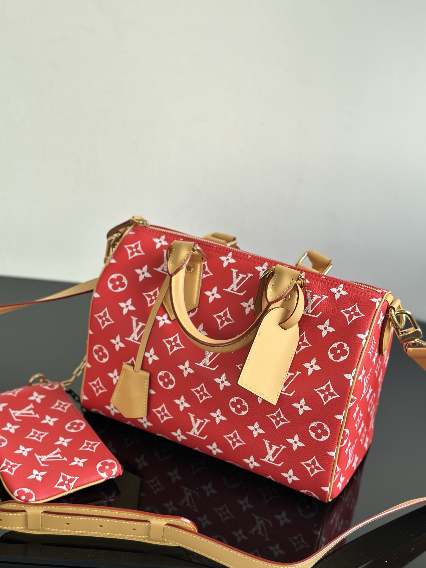 LOUIS VUITTON Speedy P9 Bandoulière 30 Monogram Red