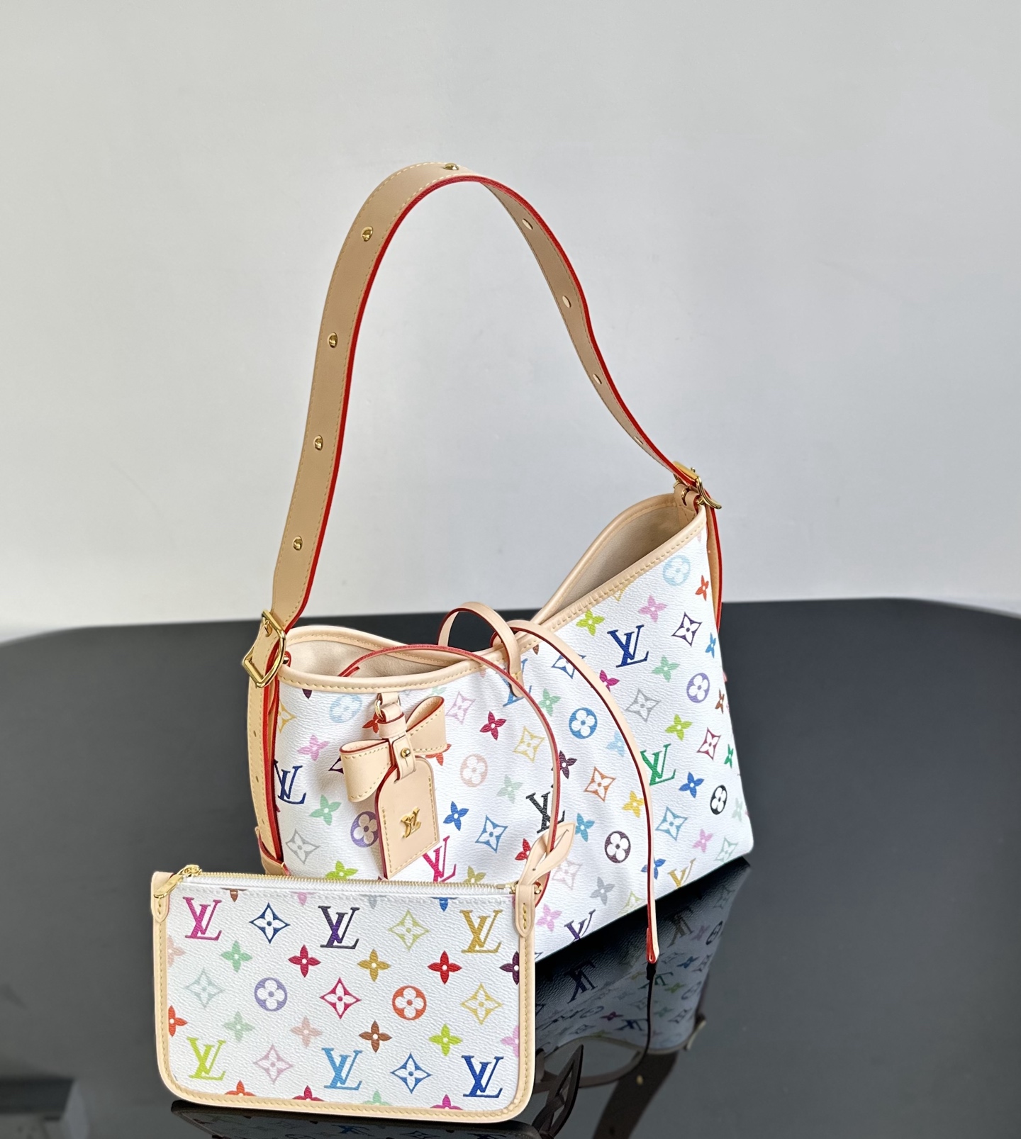 LOUIS VUITTON LV x TM Monogram Multicolor CarryAll PM White
