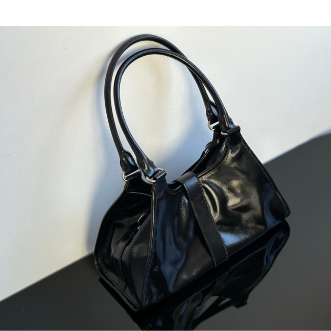 PRADA Spring 2025 Runway Collection Waxed Leather Shoulder Bag PRADA Spring 2025 Runway Collection Waxed Leather Shoulder Bag