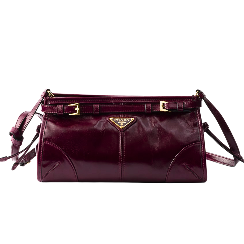 PRADA Bonnie leather handbag, Burgundy