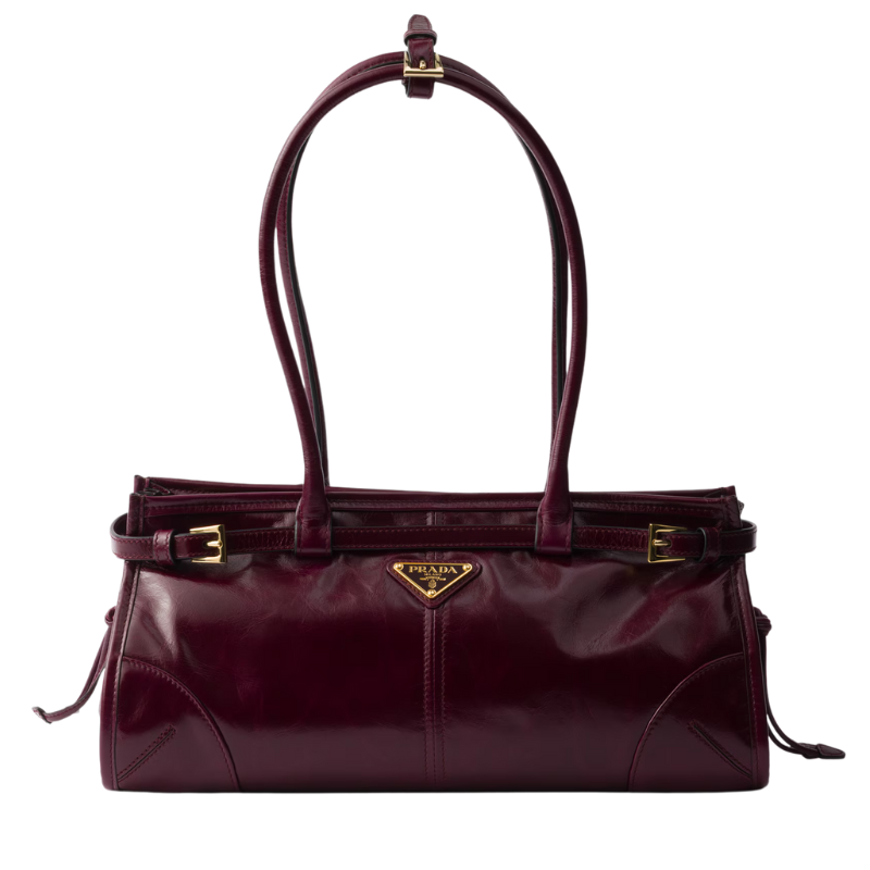 PRADA Bonnie leather handbag, Burgundy