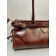 PRADA Bonnie leather handbag, Burgundy