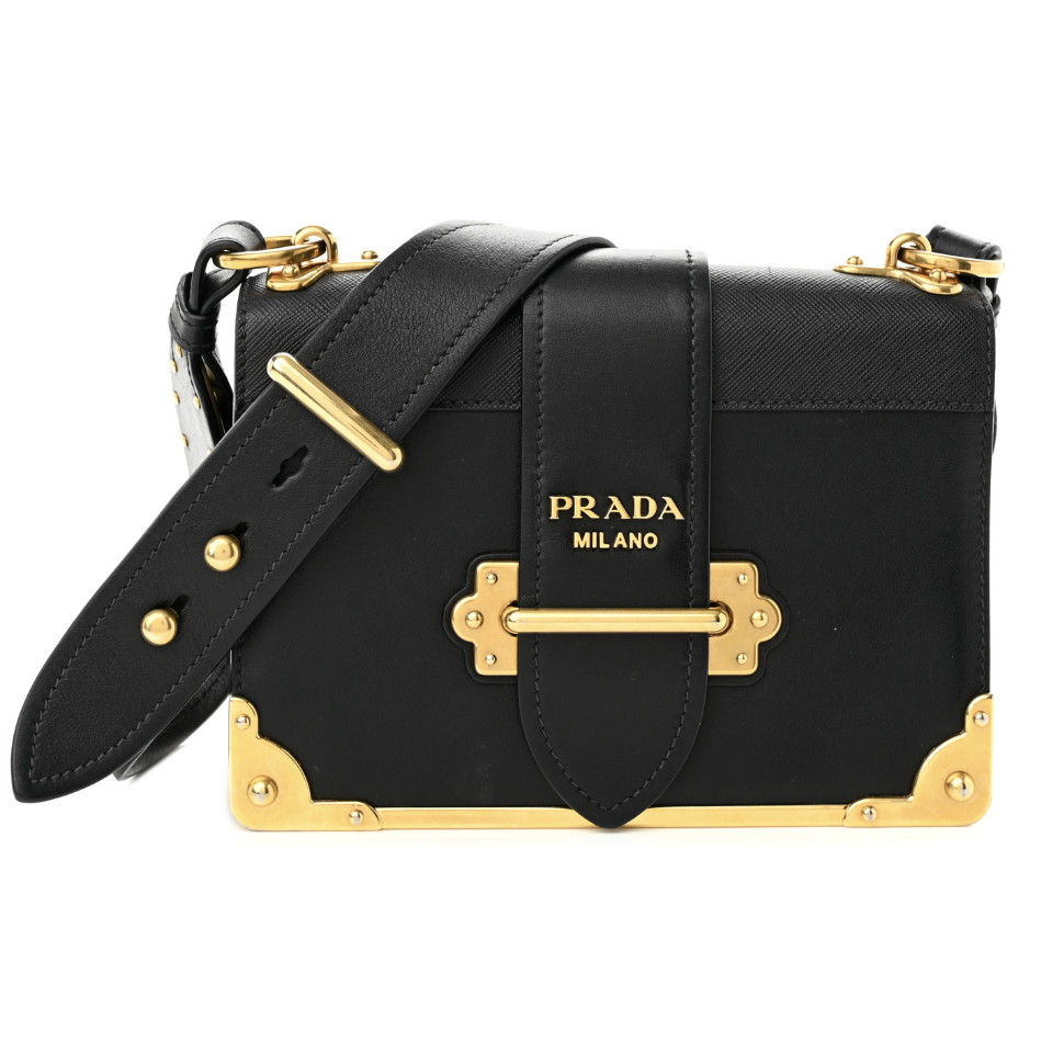 PRADA City Calf Saffiano Cahier Bag Black