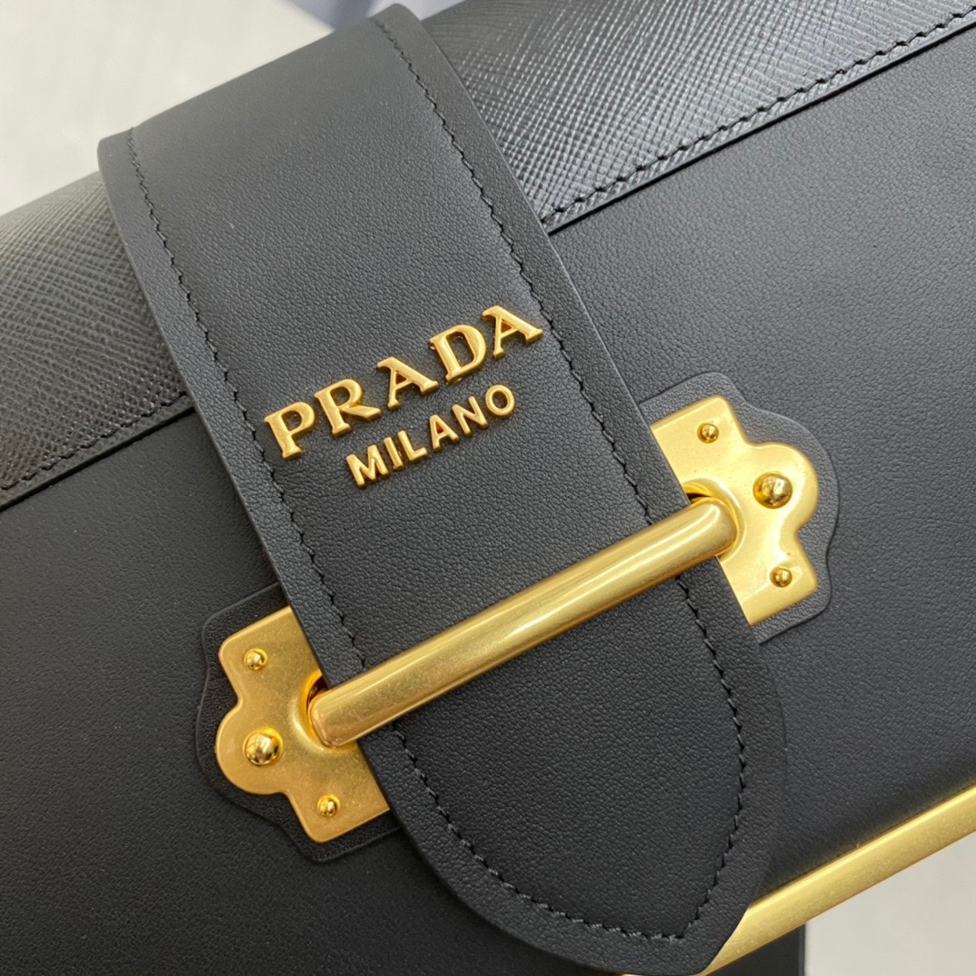 PRADA City Calf Saffiano Cahier Bag Black