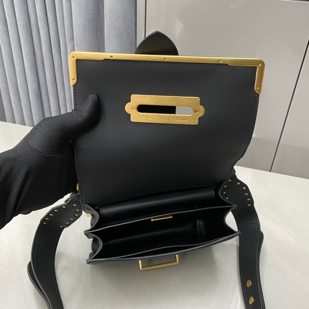 PRADA City Calf Saffiano Cahier Bag Black