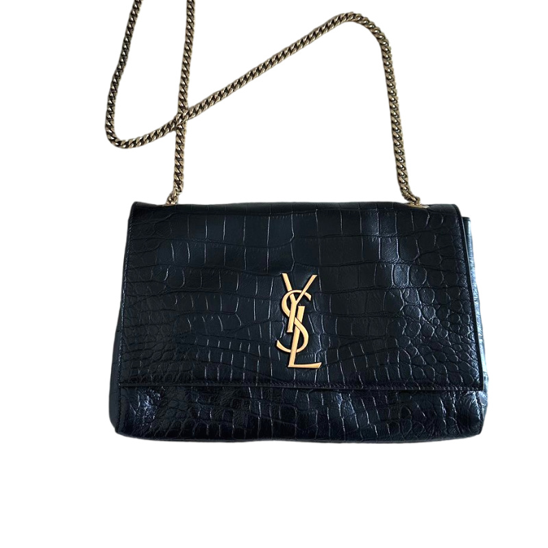 SAINT LAURENT KATE Medium Double-sided Handbag,Crocodile-embossed leather