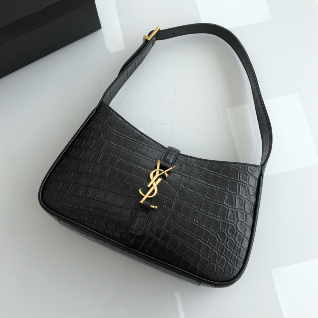 SAINT LAURENT Handbag Crocodile-embossed leather