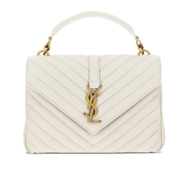 SAINT LAURENT medium College leather cross body bag White
