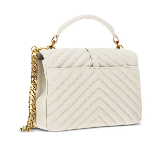 SAINT LAURENT medium College leather cross body bag White