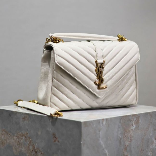 SAINT LAURENT medium College leather cross body bag White SAINT LAURENT medium College leather cross body bag White