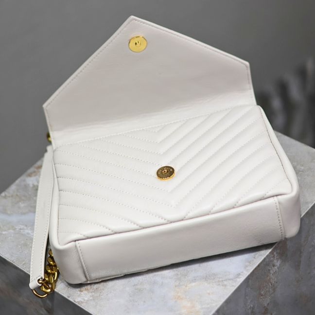 SAINT LAURENT medium College leather cross body bag White SAINT LAURENT medium College leather cross body bag White